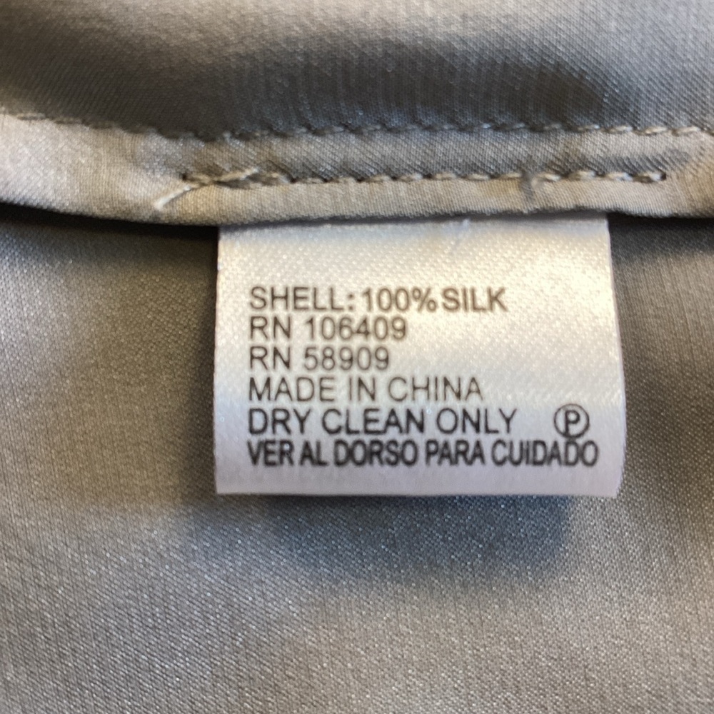 ANTONIO MELANI 100% Silk Shimmering Silver Tie Front Blouse Sz XS - Picture 6 of 12